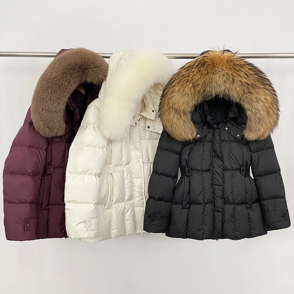Nieuwe vossenbont echte jassen voor dames Winter 2025, realiteitsbontjas, dameswinterdonsjack, zwarte bontjas, luxe vrouwelijke kleding