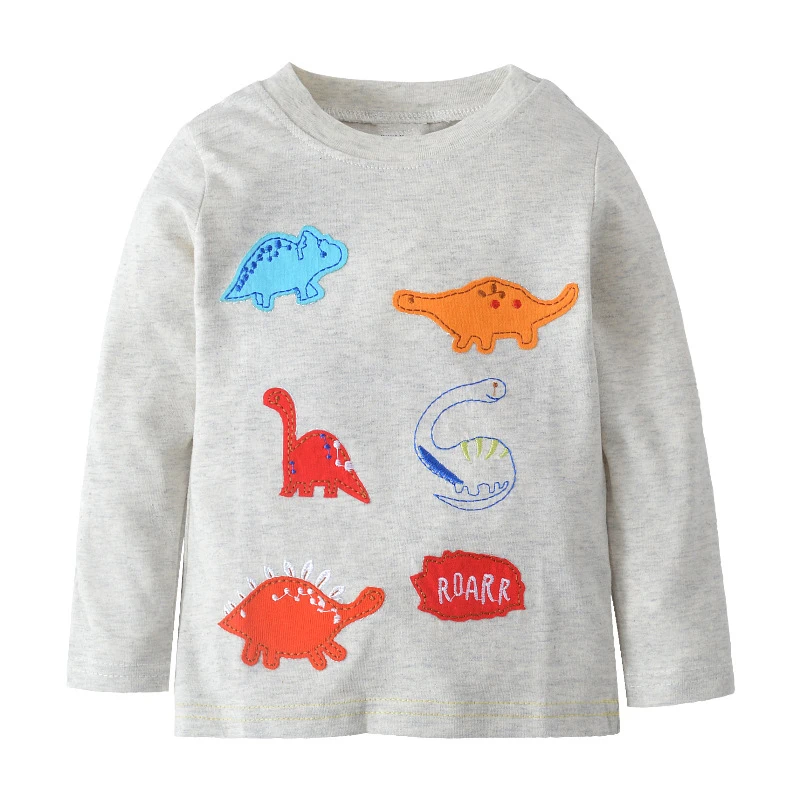 Little maven Spring and Autumn Dinosaur Clothes Casual T-shirt Baby Boys and Girls Cotton Children Tops for Kids 2-7 year