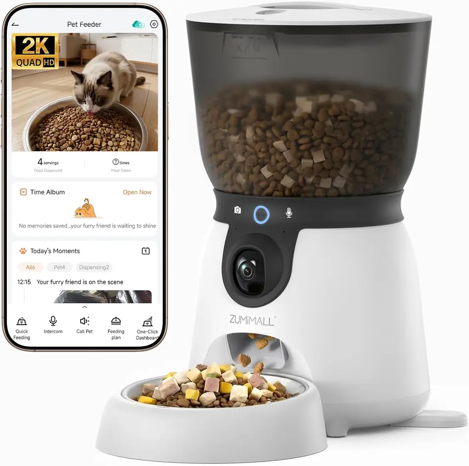 ZUMIMALL Smart Automatic Pet Feeder with Camera