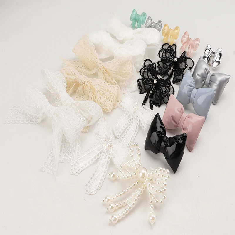 1 Pair Fashion Bowtie Flower Lace Shoelaces Buckle Shoes Charms Pearl Rhinestone Shoelace Decoration Shoe Accessoriess for Woman