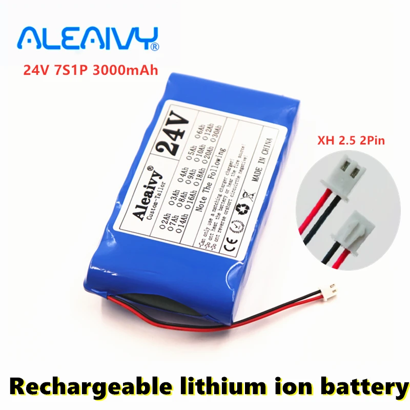 

2023 New 24v 7S1P 18650 lithium Battery Pack 25.2V 3000mAh Rechargeable Battery for Small Motor Motors / LED Strip Protection