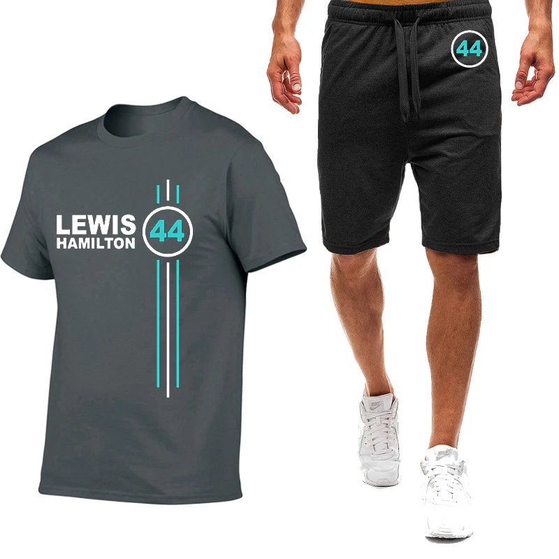 Camiseta de manga curta masculina, piloto de F1, Lewis Hamilton, digital, simples, confortável, casual, fato de movimento da moda, verão, 44