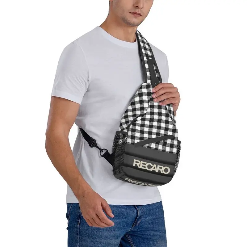 Sling peito crossbody bag para homens, logotipo Recaros, mochila de ombro para viagem, moda