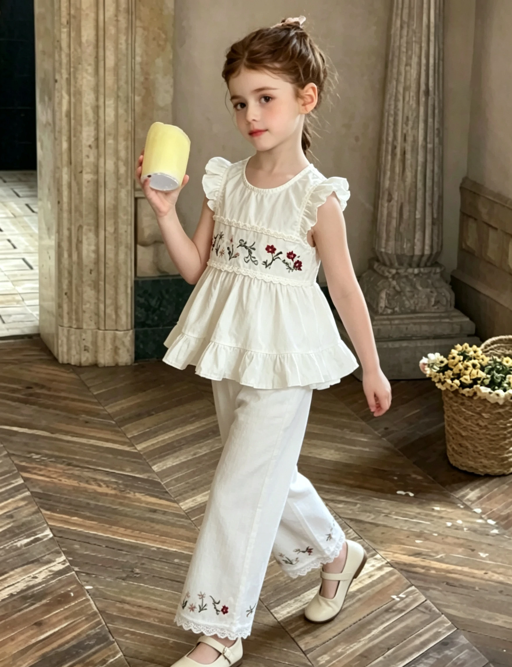 Korean Children's Clothing 2026 Summer New Baby Countryside Retro Style Baby Cute Korean Ruffled Two Piece Set