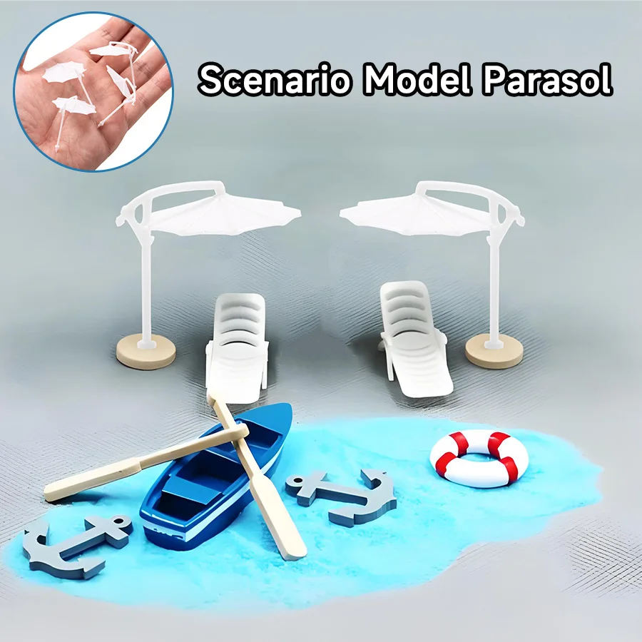 Scale 1:75-1:200 Miniature Sun Umbrella Model For Diy Building Sand Table Beach Scene Layout Materials Diorama Kits 15Pcs/Lot