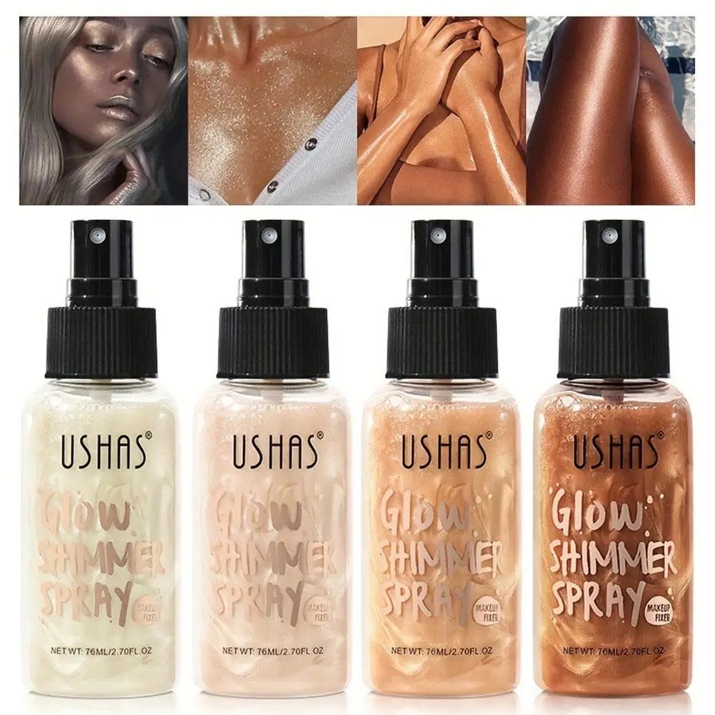 4 Kleuren Spray Vloeibare Markeerstift Gezicht Contour Duurzame Parel Vloeistof Illuminator Accentueren Body White Shimmer Makeu M9h7