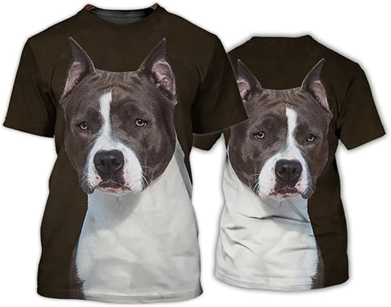 2024 Summer New Men's T-Shirt Casual Pitbull Cool 3D Digital Printed T Shirts For Men Short Sleeve Tee Oversized Men Clothing