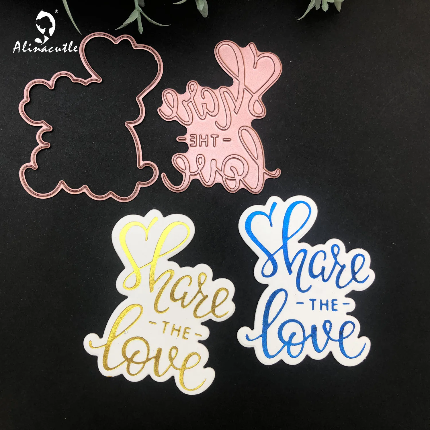 Hot Foil Plate, Metal Die Cut Dies,Share Love Stamping For  Scrapbooking Paper Craft Handmade Card Album Alinacraft Etched Dies