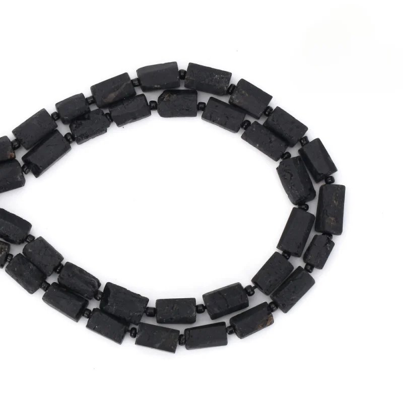 

Natural Frosted Black Tourmaline Grinding Column Loose Beads Jewelry Rectangle Straight Hole DIY Bracelet Necklace Accessory