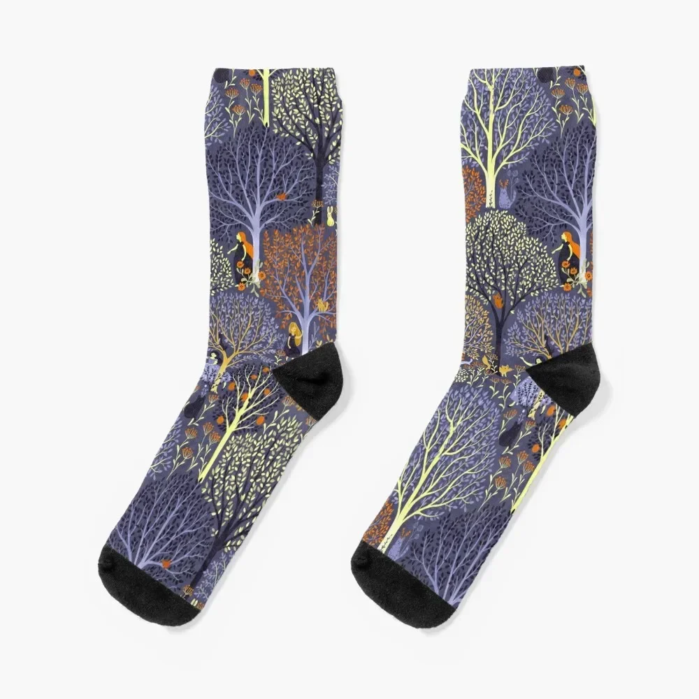 

Magical Forest in blue Socks christmas gift custom Designer Man Socks Women's