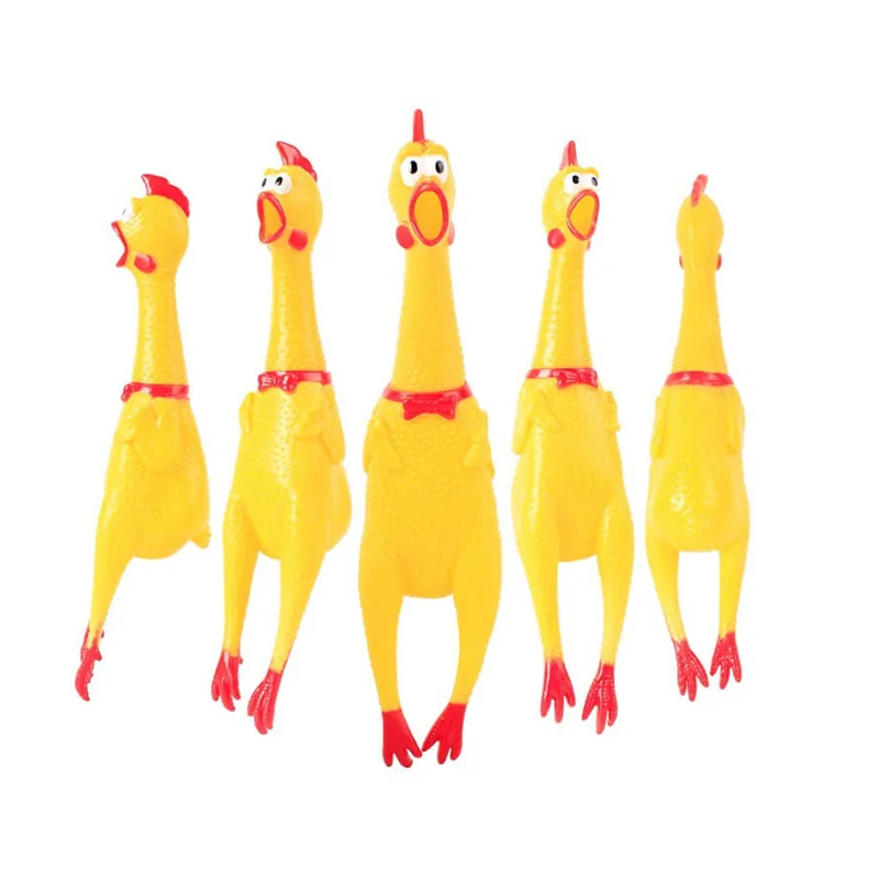 New Pets Dog Squeak Toys Screaming Chicken Squeeze Sound Dog Chew Toy Durable Funny Yellow Rubber Vent Chicken