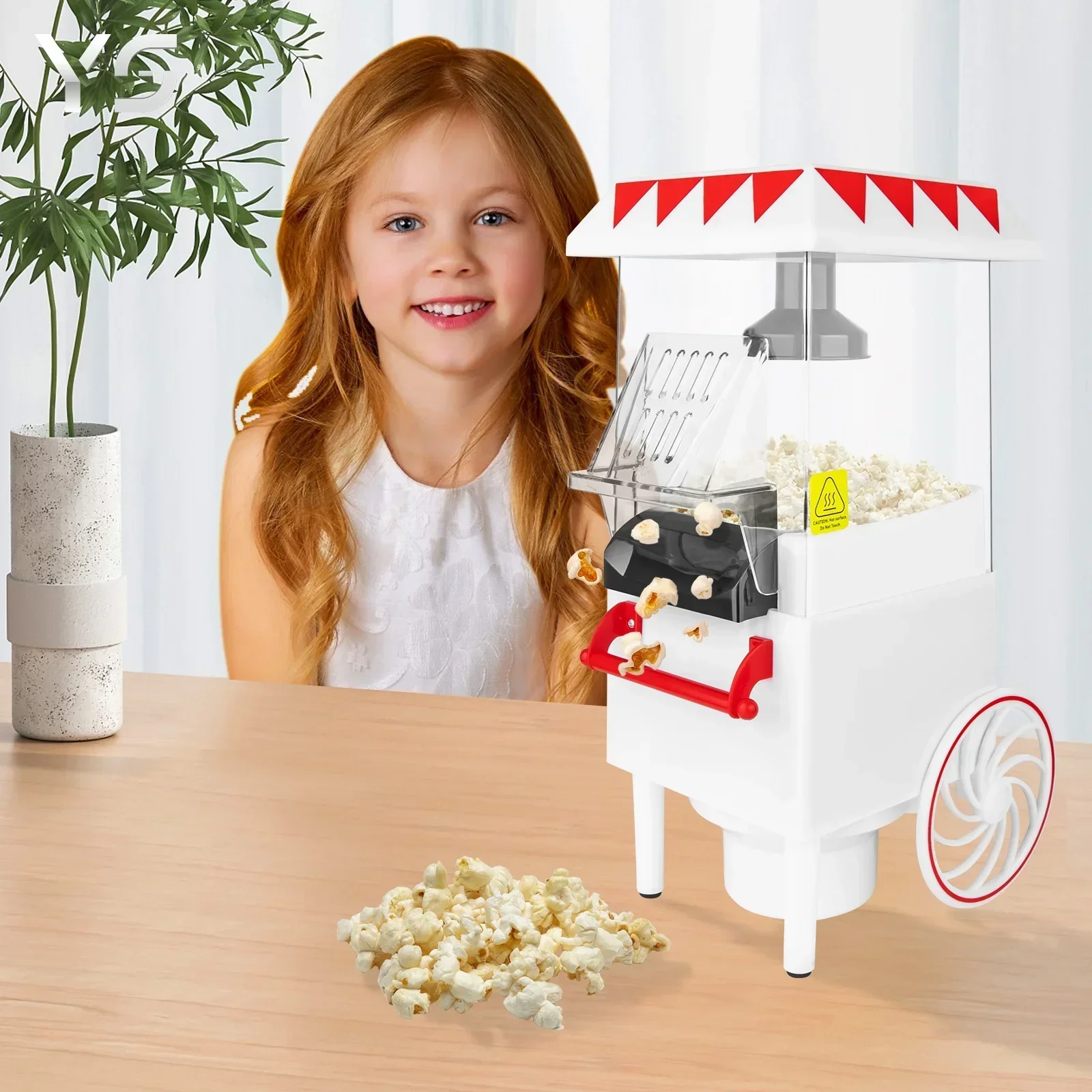 2024 Mini Household Hot Air Popcorn Makers Machine Elec Household Items Hot Air Popcorn Popper Machine White