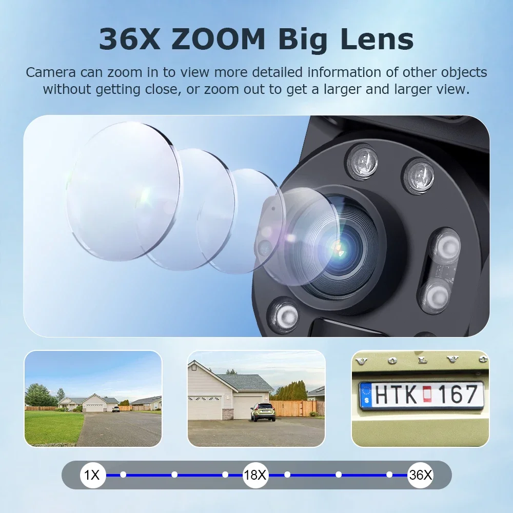 

SECTEC 10W 36X Zoom Dual Lens 4G Solar Camera Outdoor Network 36X Zoom Dual Lens 6MP 7/24 Hours 20000mAh Laser Solar Camera