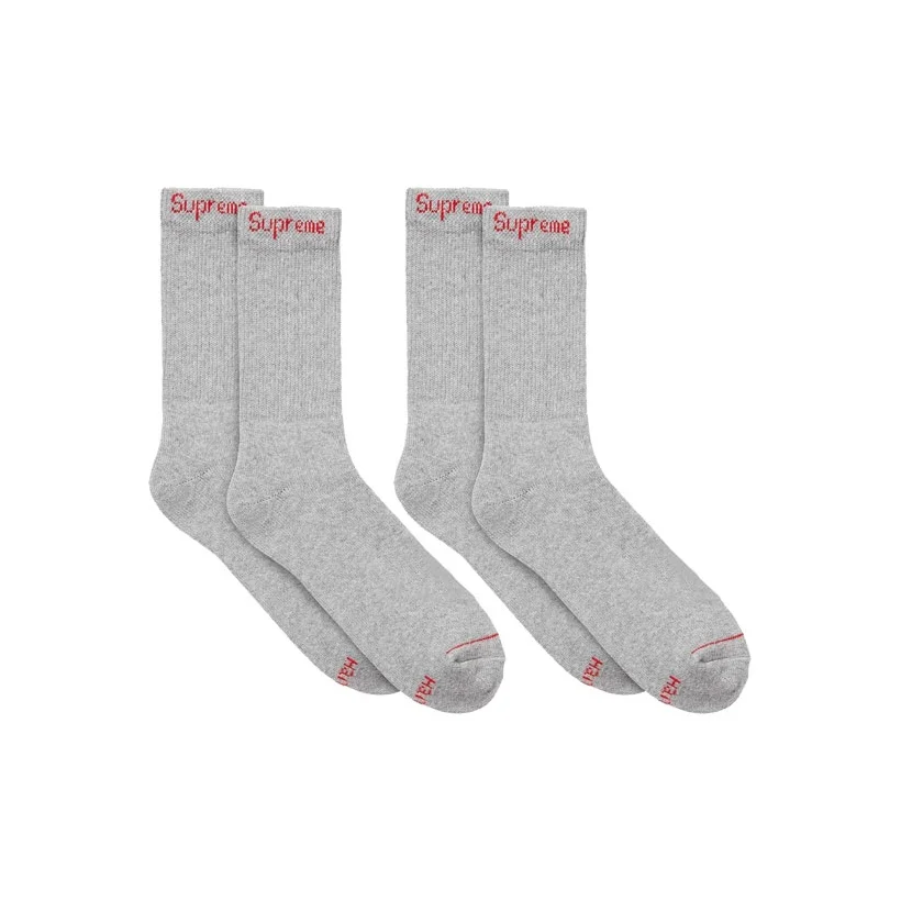 Supreme SS24 WEEK1 HANES® CREW SOCKS 4 PACK Crew Socks Unisex 4 Pack Gray SUP-SS24-006
