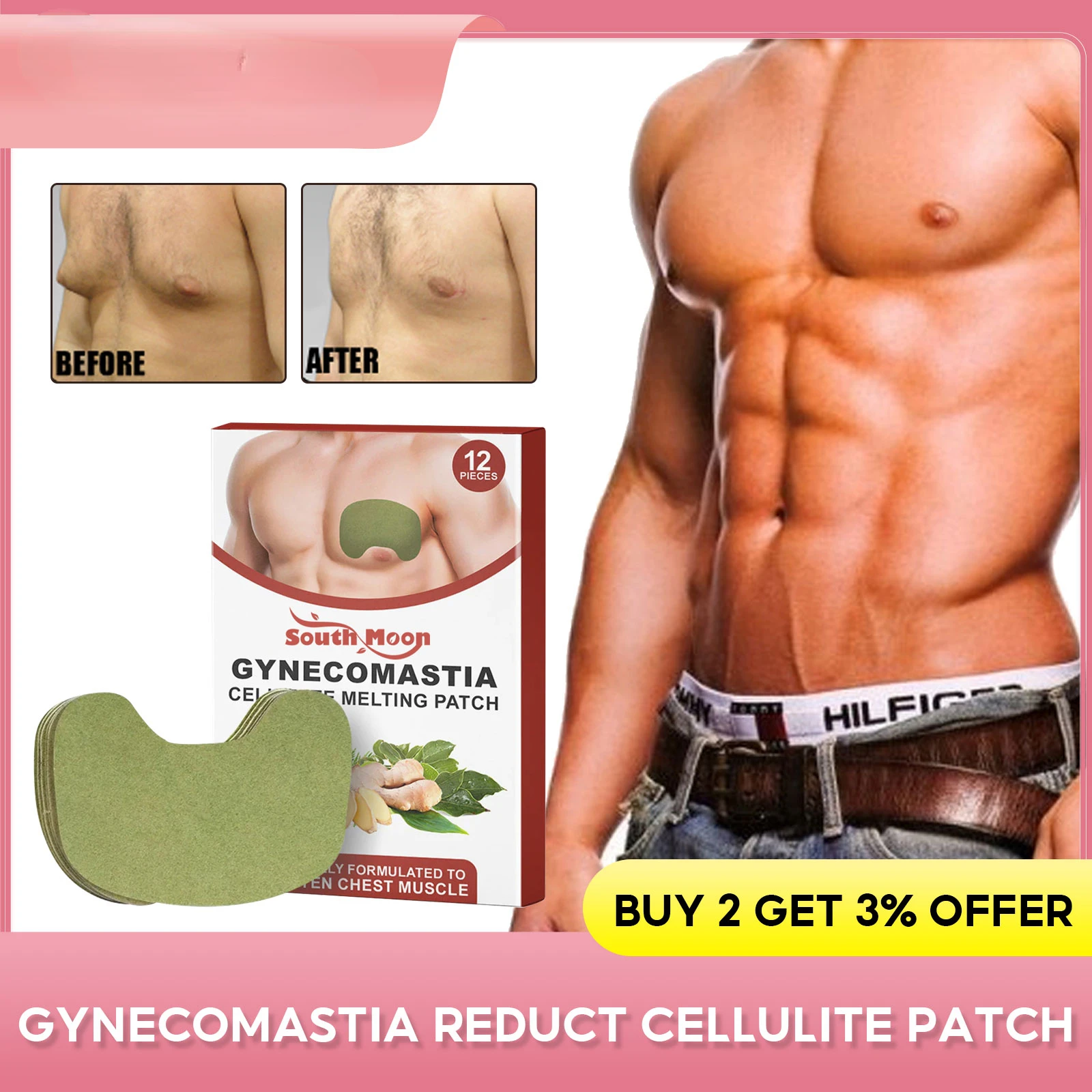 Strengthening Belly Muscle Patch Fat Burn Breast Firming Gynecomastia Cellulite Reduction Accelerating Hardening Slimming Care