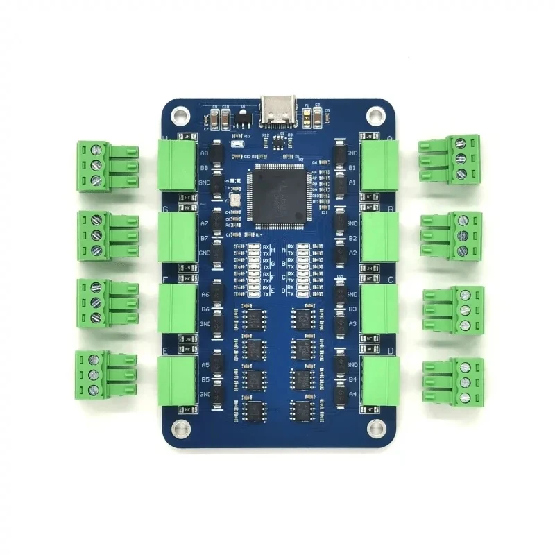 Type-C USB to 8-channel RS485 Serial Converter CH348 Chip Channel Short
