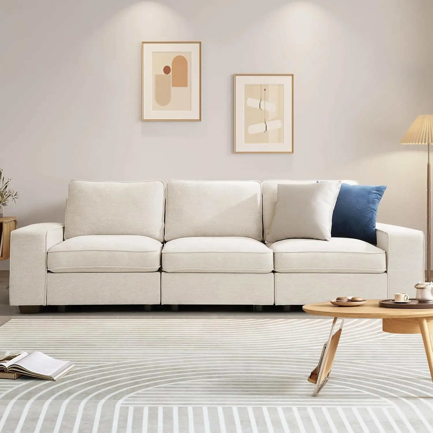 

Coosleep 3 Seater Sofa Couch With Storage Layer, Removable And Washable Cushion Cover, Modern Sofa-100 Sofa With Solid Frame Up