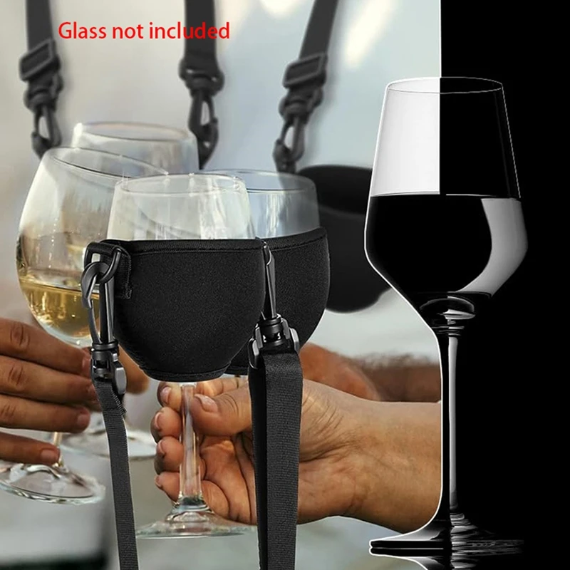 4PCS Portable Wine Glass Holder Strap Wine Sling Yoke Glass Holder Support Neck Strap For Birthday Cocktail Tools