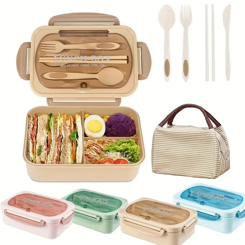 Adult Set Bento Box, Cannot Be Placed in Microwave or Dishwasher (with Knife, Fork, Spoon, and Chopsticks) vacuum‑insulated lunc