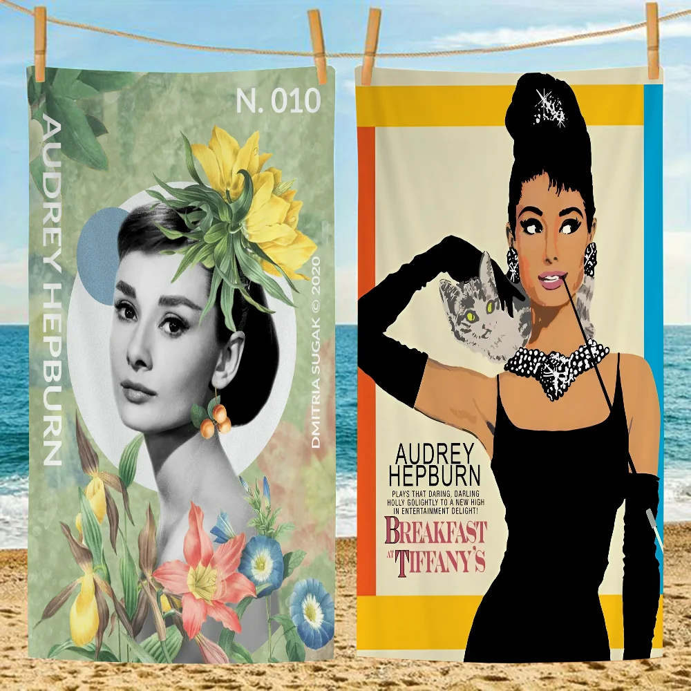 オードリーh-ヘップバーン漫画ビーチタオル、かわいいカワイイルームの装飾、お風呂の女の子、子供用ハンドタオル、バスルームシャワー