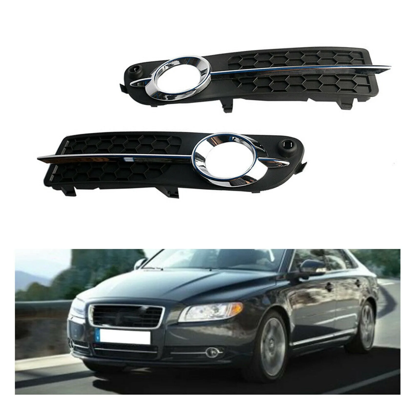 30790919 30790920 Front Bumper Fog Light Covers Fog Lamp Grilles for Volvo S80 V70 2008 2009