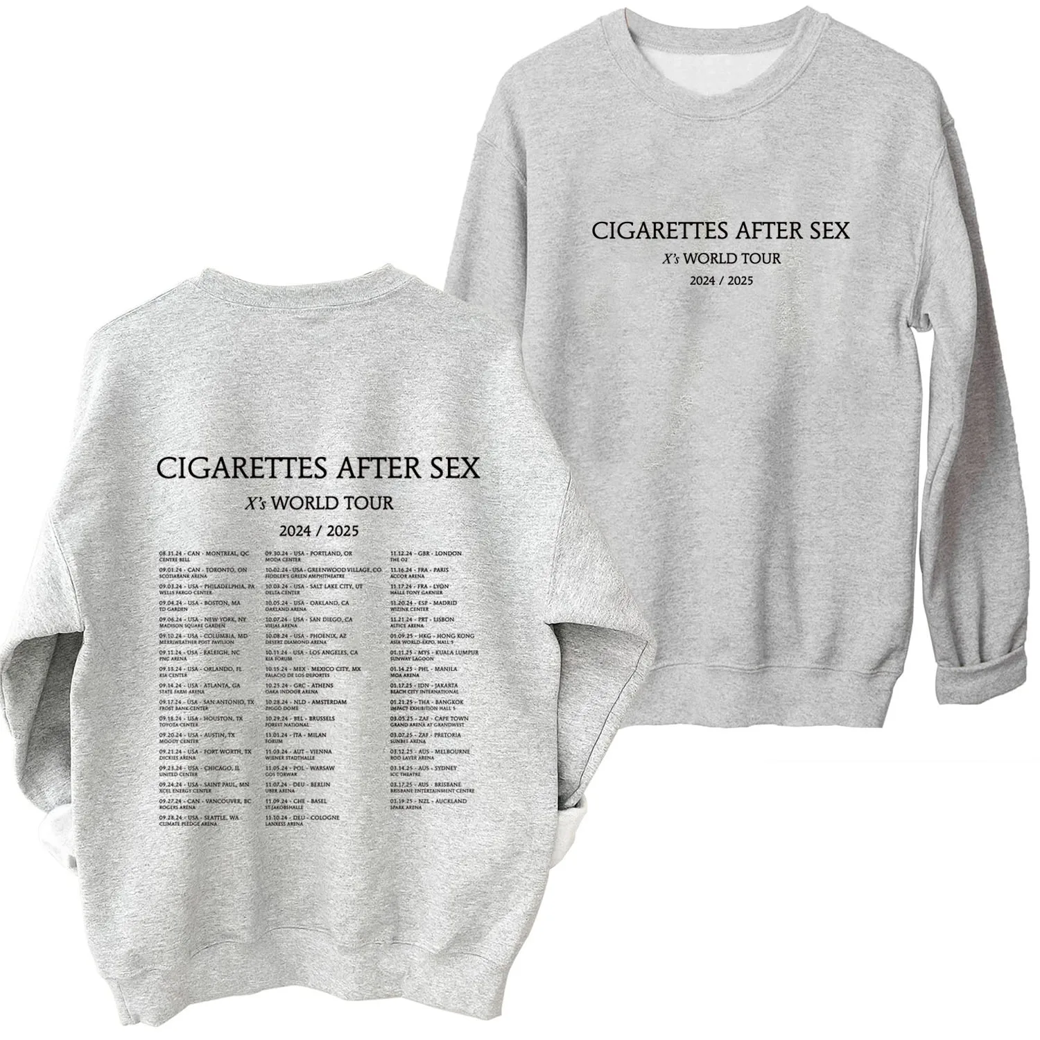 Cigarettes After Sex O-Neck Hoodie X\'s World Tour 2024/2025 Casual Autumn Sweatshirt Printing Music Fans Gift Long Sleeve Unisex