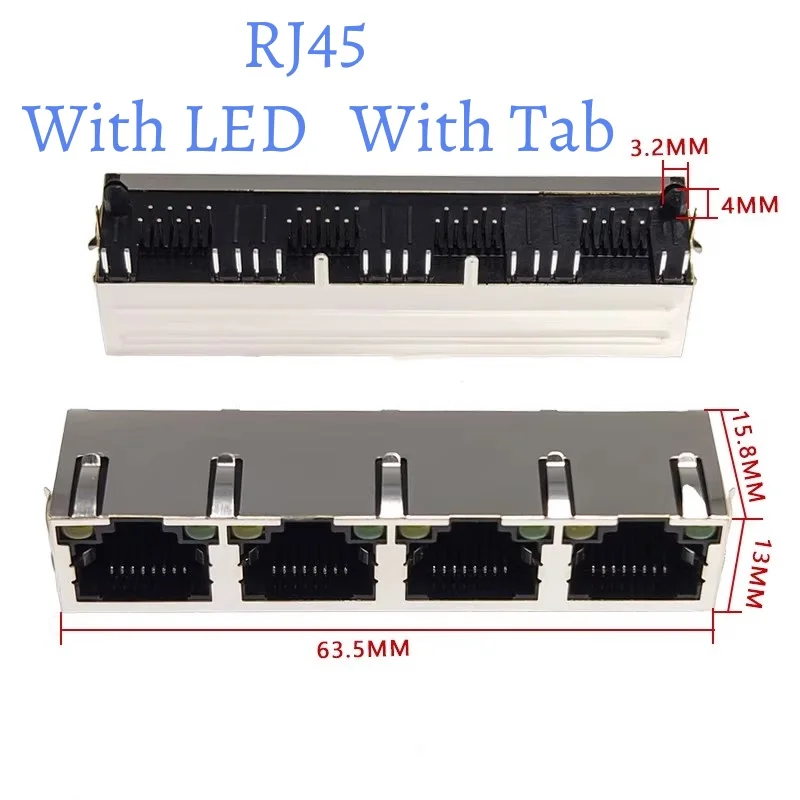 5pcs RJ45 Telephone Jack Network Interface Internet Connector 8pin Female Socket LED With Shielded Double-Layer 2/4/8-Port