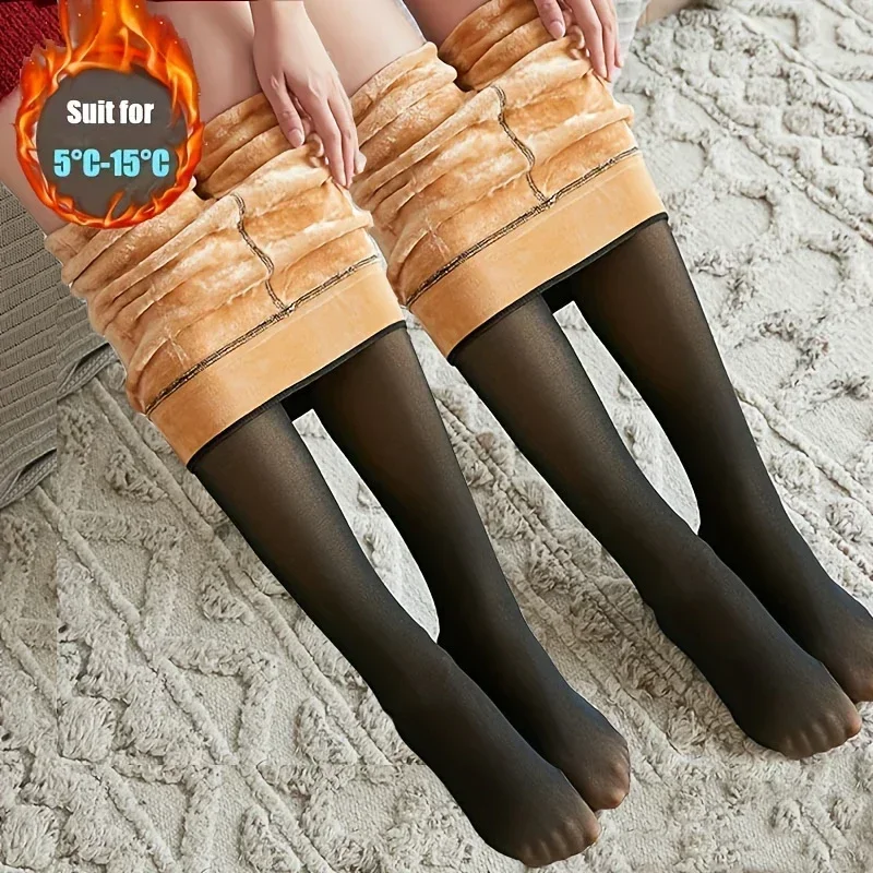 

Thermal Stockings Woman Fleece Tights Sexy Winter Warm Pantyhose Translucent Slim Thicken Tights Elastic Velvet Pantyhose Female