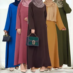 Plain Crepe Abaya para Mulheres, Vestidos Longos Muçulmanos, Dubai, Turquia, Ramadã, Eid, Modesto Islâmico, Under Abayas, Kaftan Robe, No Hijab