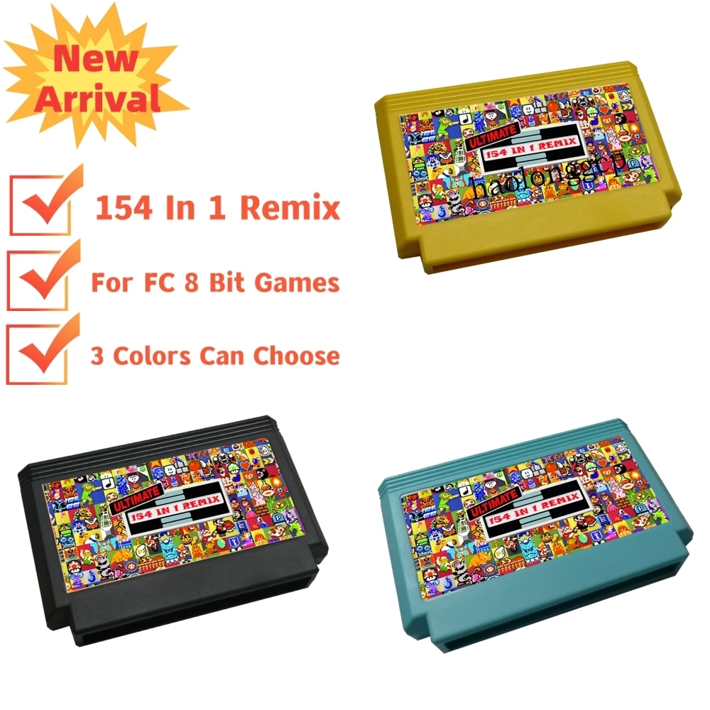 3 Colors Shell 60 Pin Game Card For FC Video Game Console 154 In 1 Games Remix 8 bit Game Cartridge Cassette