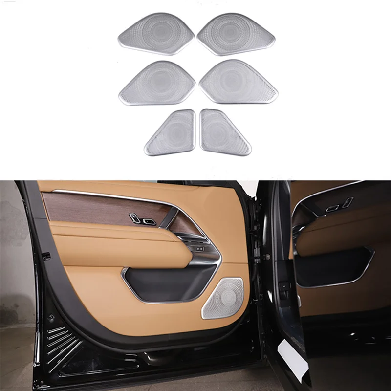 1Set/6Pcs Door Loudspeaker Sound Pad Horn Mesh Cover Trim for Land Rover Range Rover 2023 Car Interior Speaker Frame