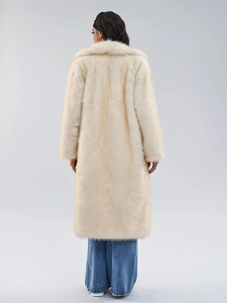 ZADORIN Chic Luxus Pelzigen Dicke Warme Weiße Faux Pelzmantel Frau Lange Revers Flauschigen Pelz Jacke Frau Winter Mäntel Plüsch Outer