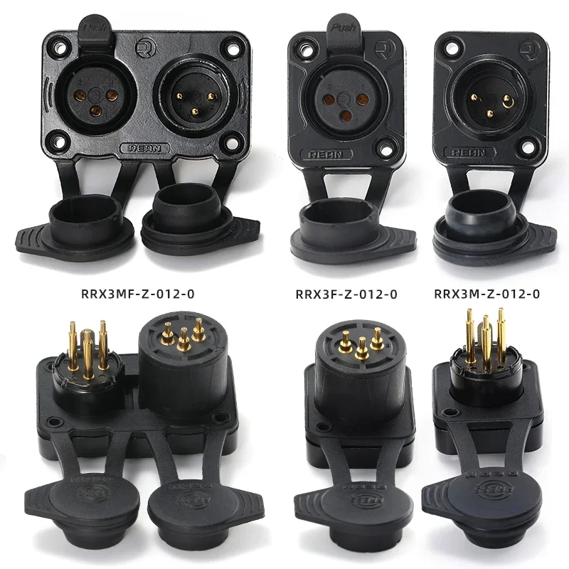 

Water Proof Plug 3 Pin XLR Socket Cable Connectors IP65 Outdoor Dust Water Proof Male Female Gold Tin Plated Copper Receptacle