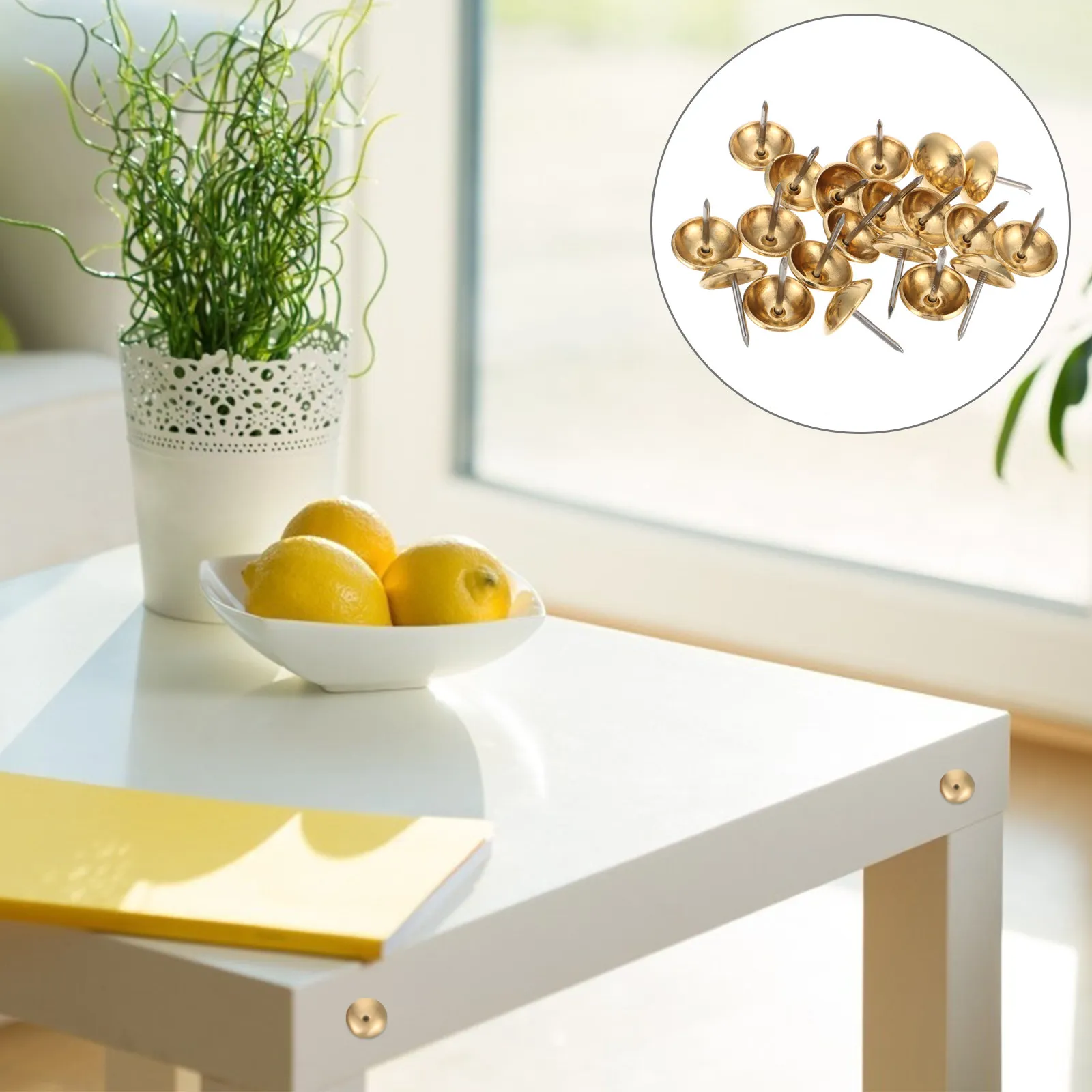 100pcs Solid Brass Upholstery Tacks – Round Head Furniture Nails for Sofa Decoration & DIY Projects