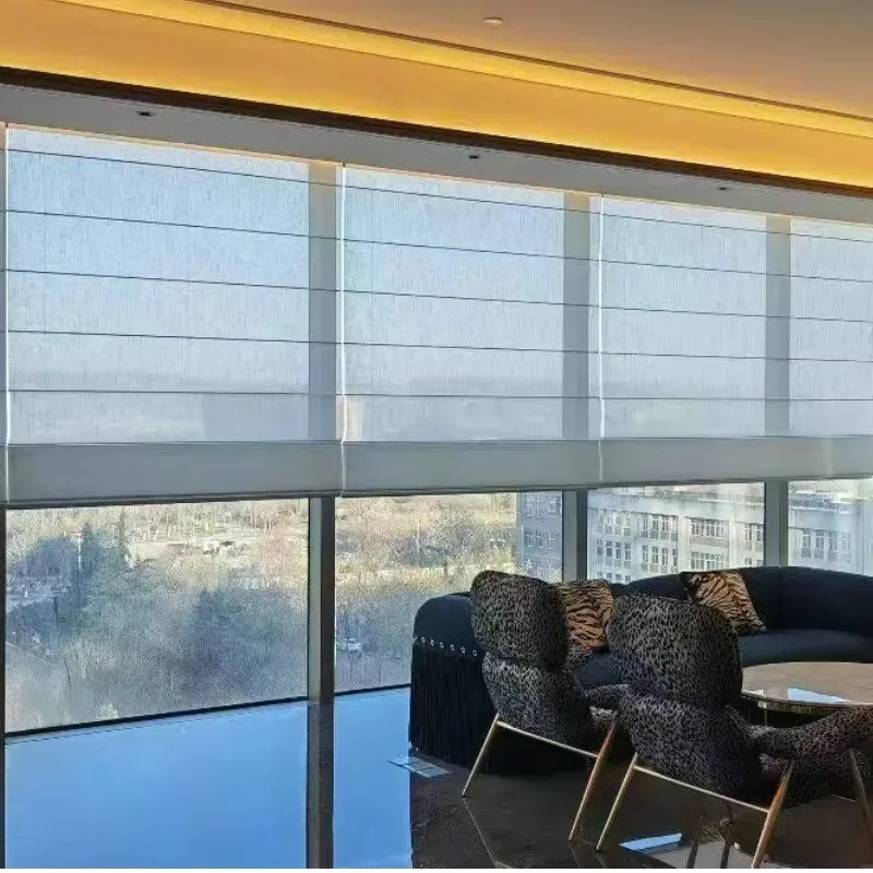 Customized Motorized Smart Control Light Filter Roman Blinds