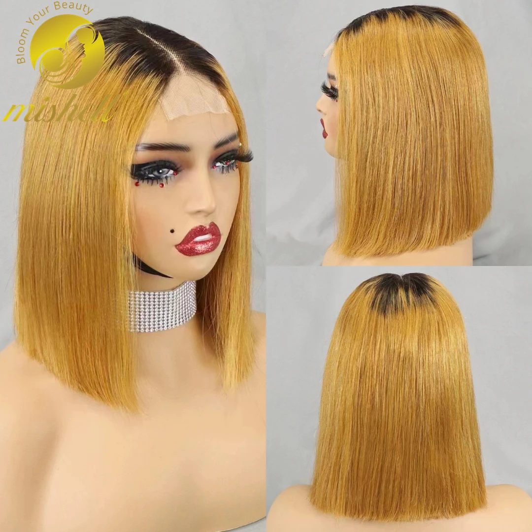 1BT30 Color 2x6 Lace Bob Wigs Short Straight Brazilian Remy Human Hair Wigs 350% Density 12A Human Hair Transparent HD Lace Wigs