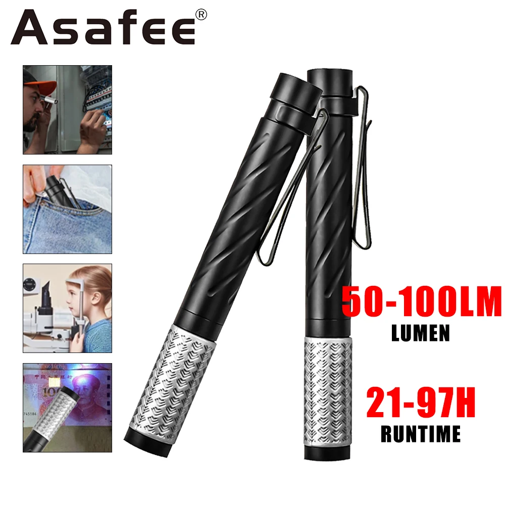 

Asafee DT006 Work Light Warm/White/Purple 395UV Money Detect Flashlight 21-97 Hours Torch 47G Lightweight Portable Lamp
