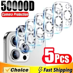 5Pcs Camera Lens Protector for IPhone 15 11 12 13 14 Pro Max 13 Mini Lens Protective Glass for IPhone 14 15 Plus Tempered Glass