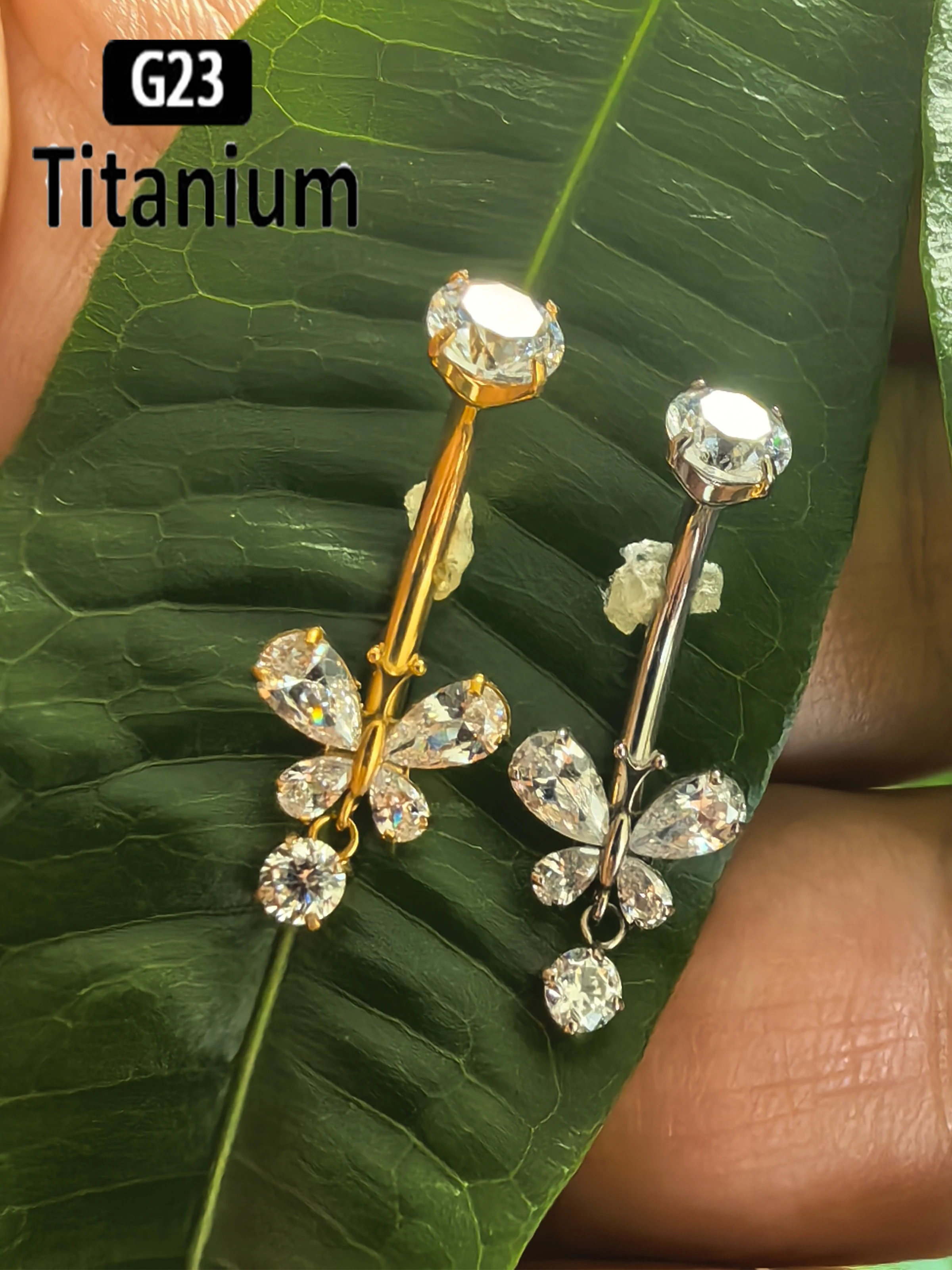 Kristall Sexy Bauchnabelpiercing ASTM F136 Titan Schmetterling Bauchnabelring Strass Bauchnabelringe Bauchpiercing für Frauen