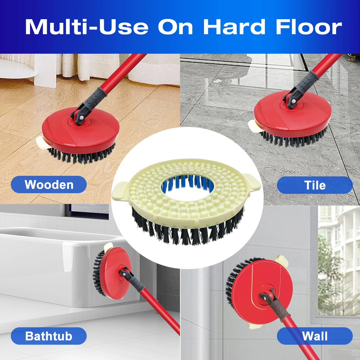 Universal Floor Scrub Brush and Microfiber Mop Head for Hurricane, Mopnad, casabella and Other 360 Spin Mop (NO Bucket)