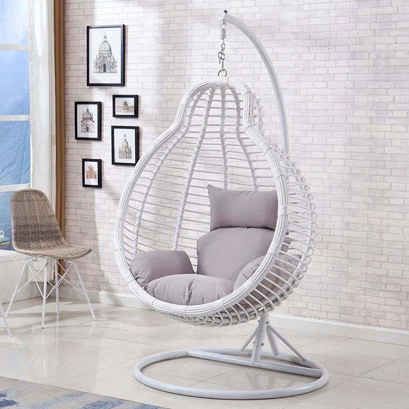 Rattan Patio Rocking Basket Hanging Egg swing Chair With Stand Balcony Courtyard Hammock Chair