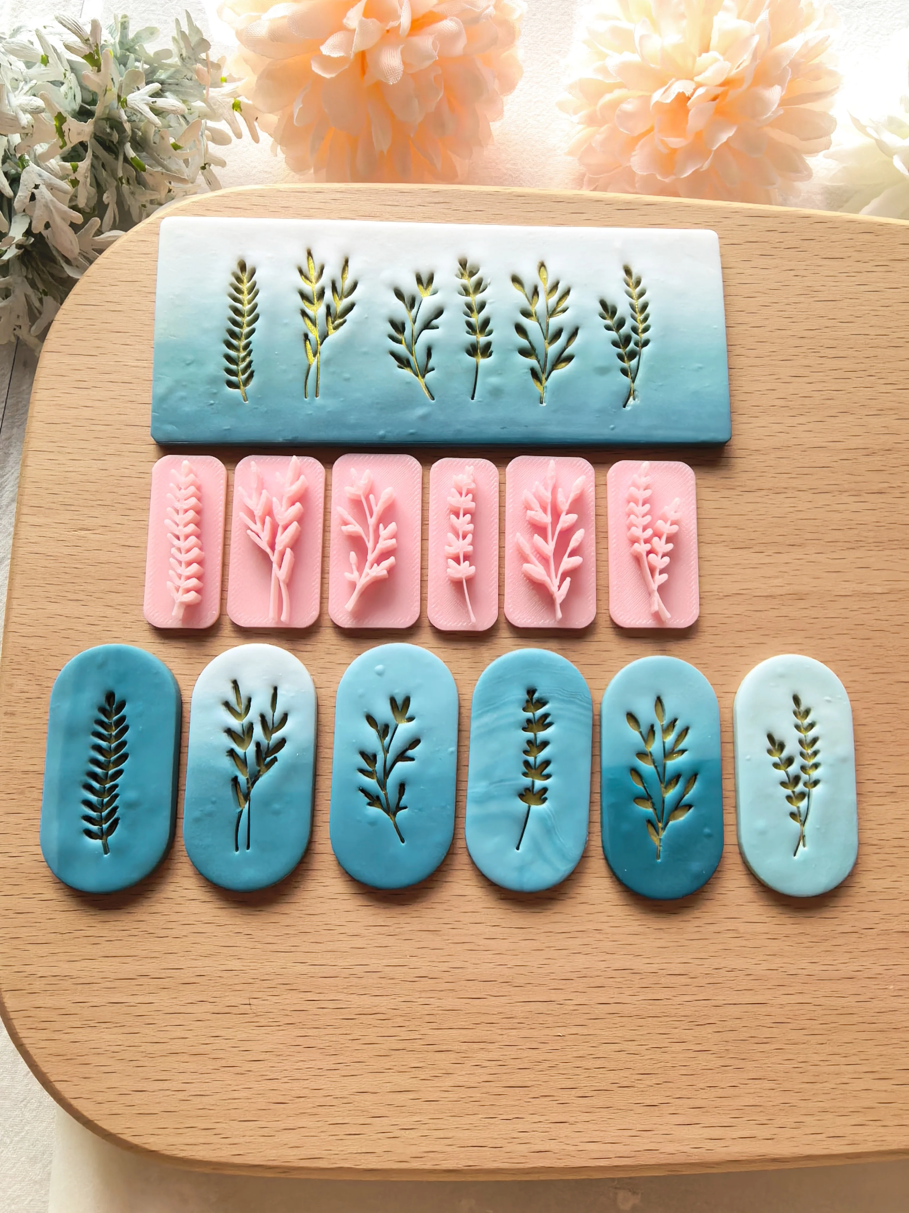 

6pcs Pressed Leaf Texture Soft Clay Molds Handmade Gifts Hairpins Accessories Pendants Clay And Other Texture Molds DIY Creative