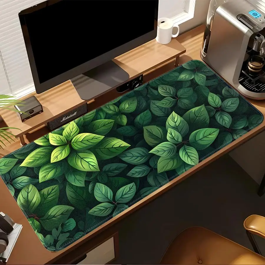 Green Leaf Pattern overlock Mouse Pad Computer Laptop Pad Game Console Pad Desk accessories office Pad Keyboard Mouse Pad