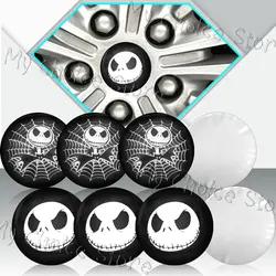 4pcs 56mm Halloween Spider Pumpkin Skull Emblem Car Wheel Center Hub Cap Badge Stickers For Universal Auto Accessories