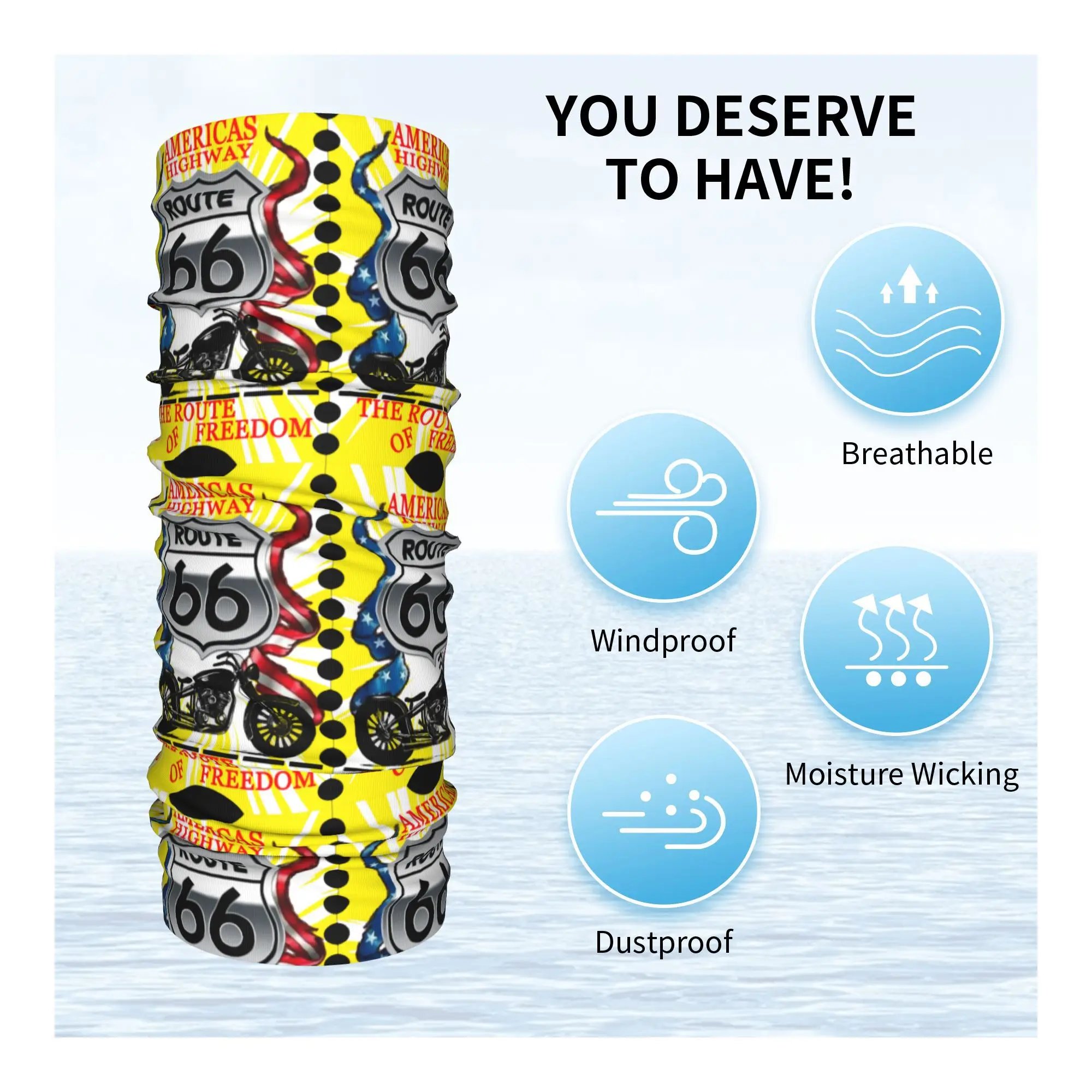 America Highway Route 66 el Ruta de la Libertad Bandana Cuello Polaina Impreso Madre Carretera Oldschool Máscara Bufanda Gorros cálidos Correr