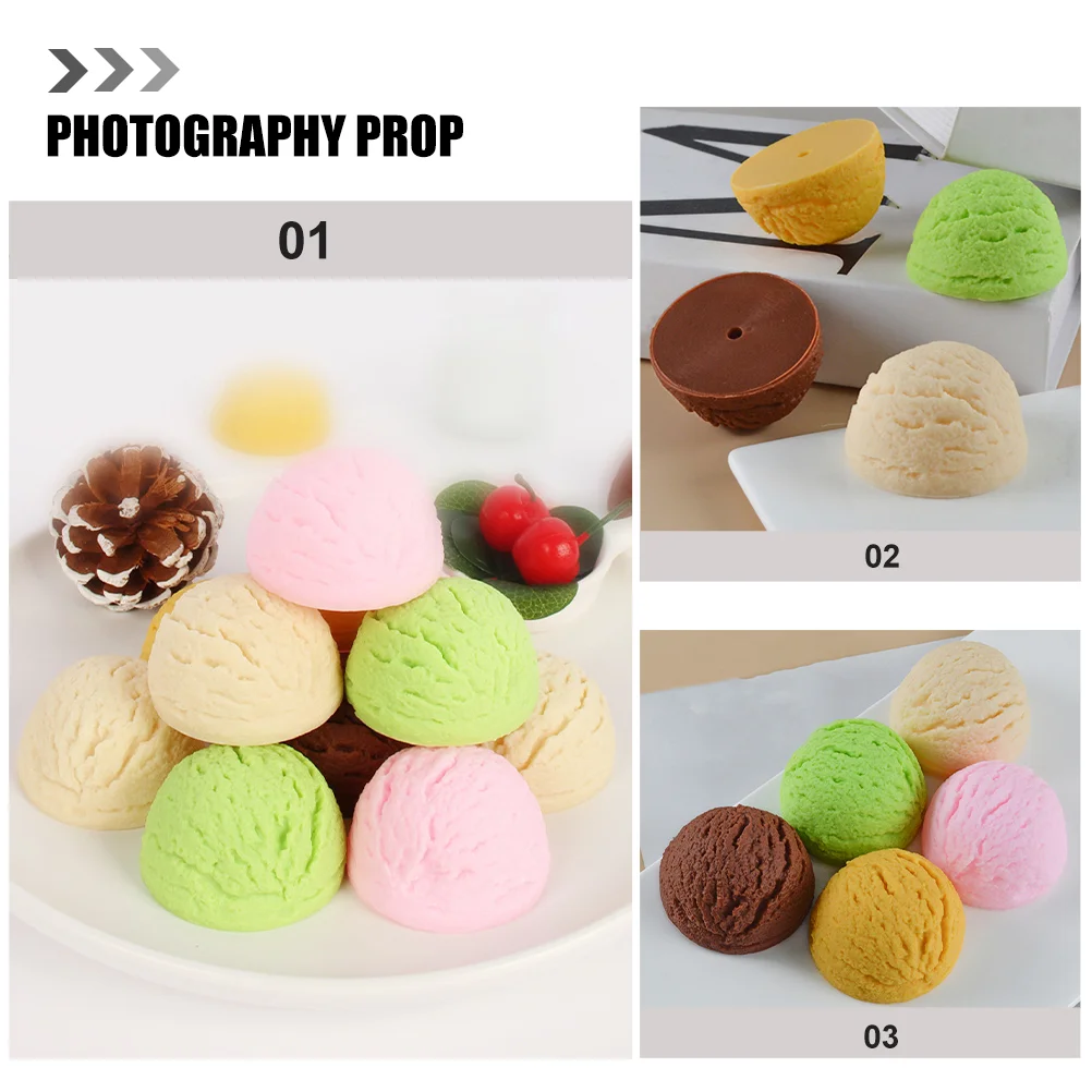 4pcs Lifelike Ice Cream Model Adorable Plastic Party Props Toy Fake Favors Coffee Bar Accessories Bright Colors for Dish