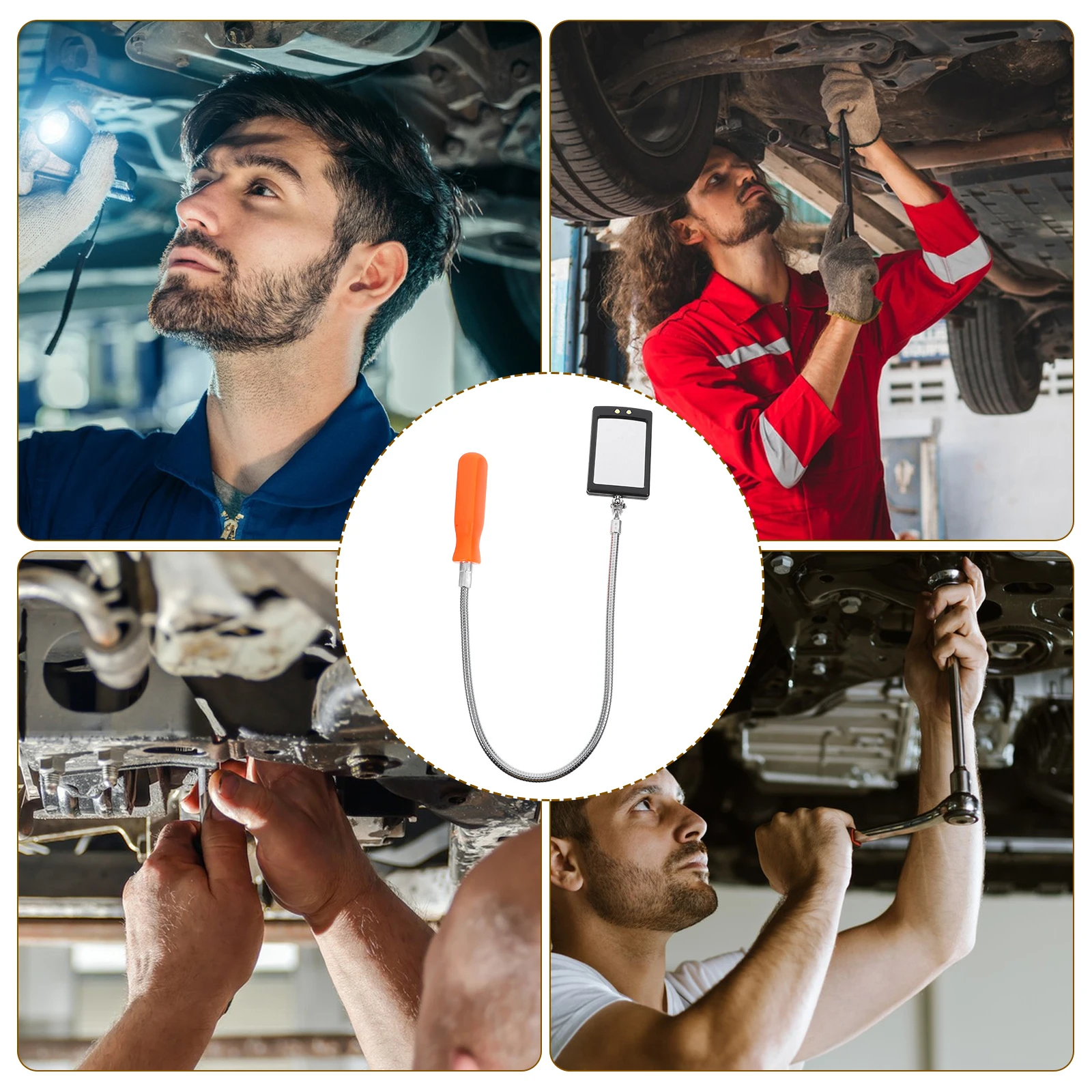 

Truck Inspection Mirror 360 Degree Rotating Flexible LED Light for Car Checking Mechanic Tool Safety Mirror Vehicle Repair Tools