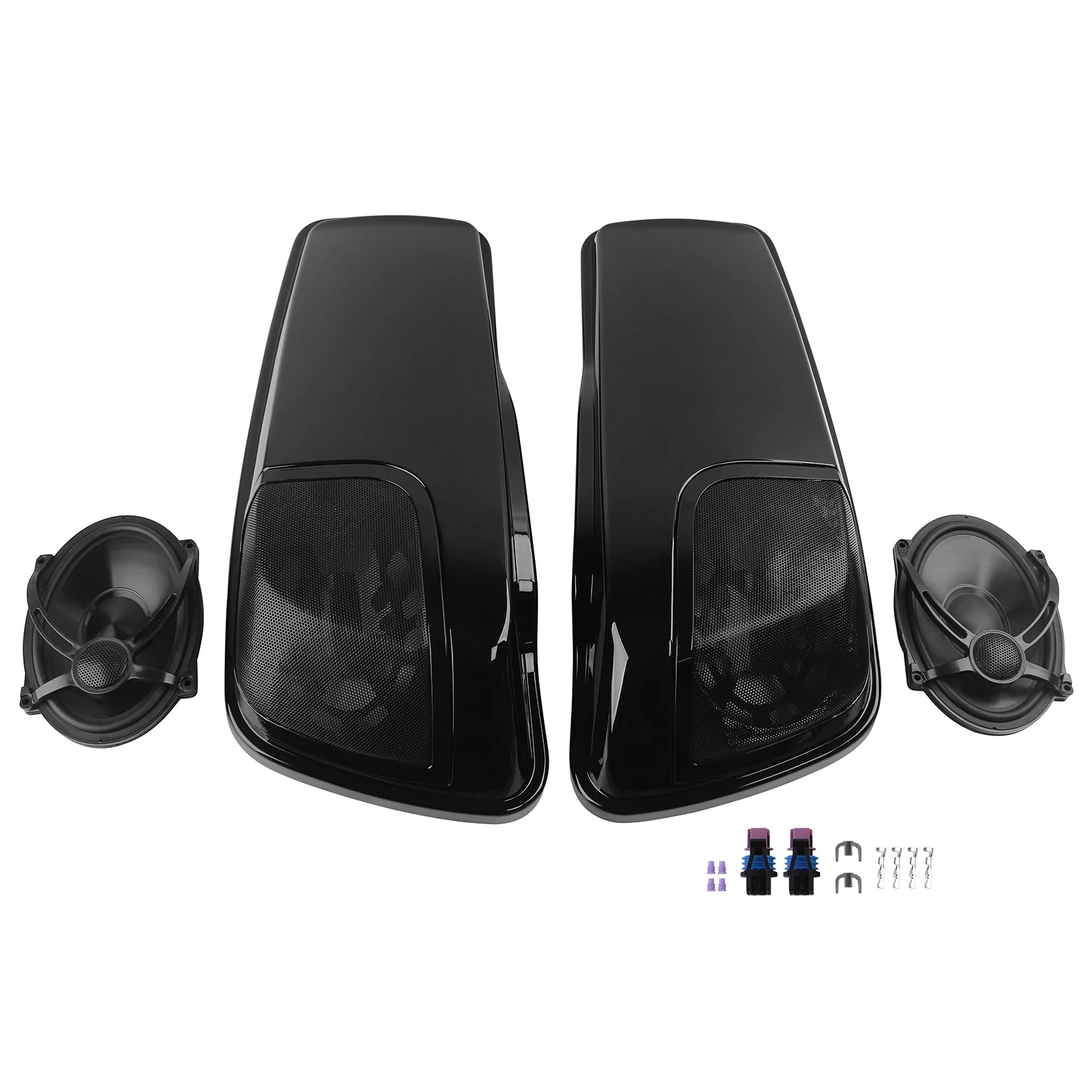 Motorcycle Black Saddlebag Lids With 5