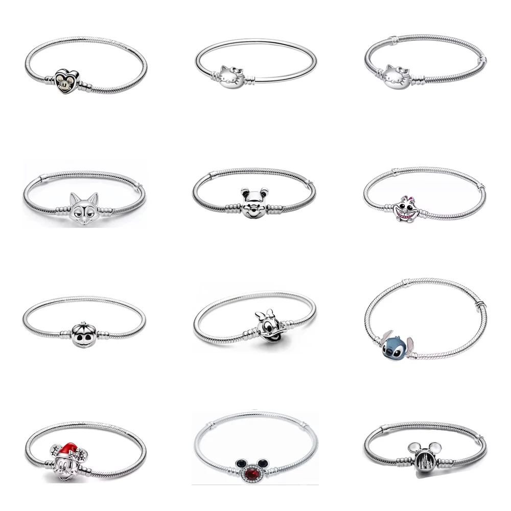 Potdemiel New 925 Sterling Silver Heart-shaped Butterfly Snowflake Dream Catcher Luxurious DIY Bracelet Women's Jewelry Gifts