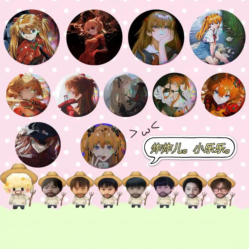 Cute A-Asuka Lang-leys Badges Tinplate Soft Button Pin Brooch Metal Badge Custom Jewelry Accessories Hat Bag Lapel
